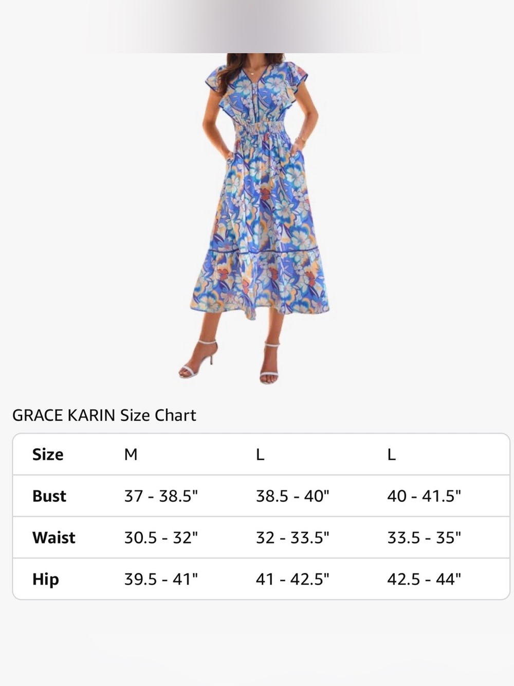 NWT Blue Floral Flutter Sleeve Midi Pocket Dress-S - Picture 10 of 13